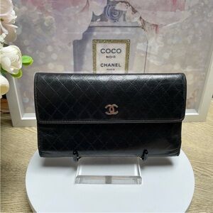 CHANEL Black Quilted Leather Wallet